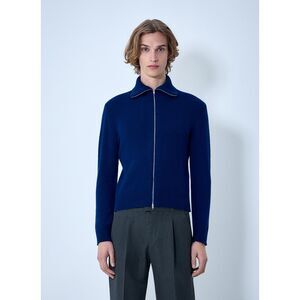 Jil Sander Men Zip-Up Wool Knit Cardigan